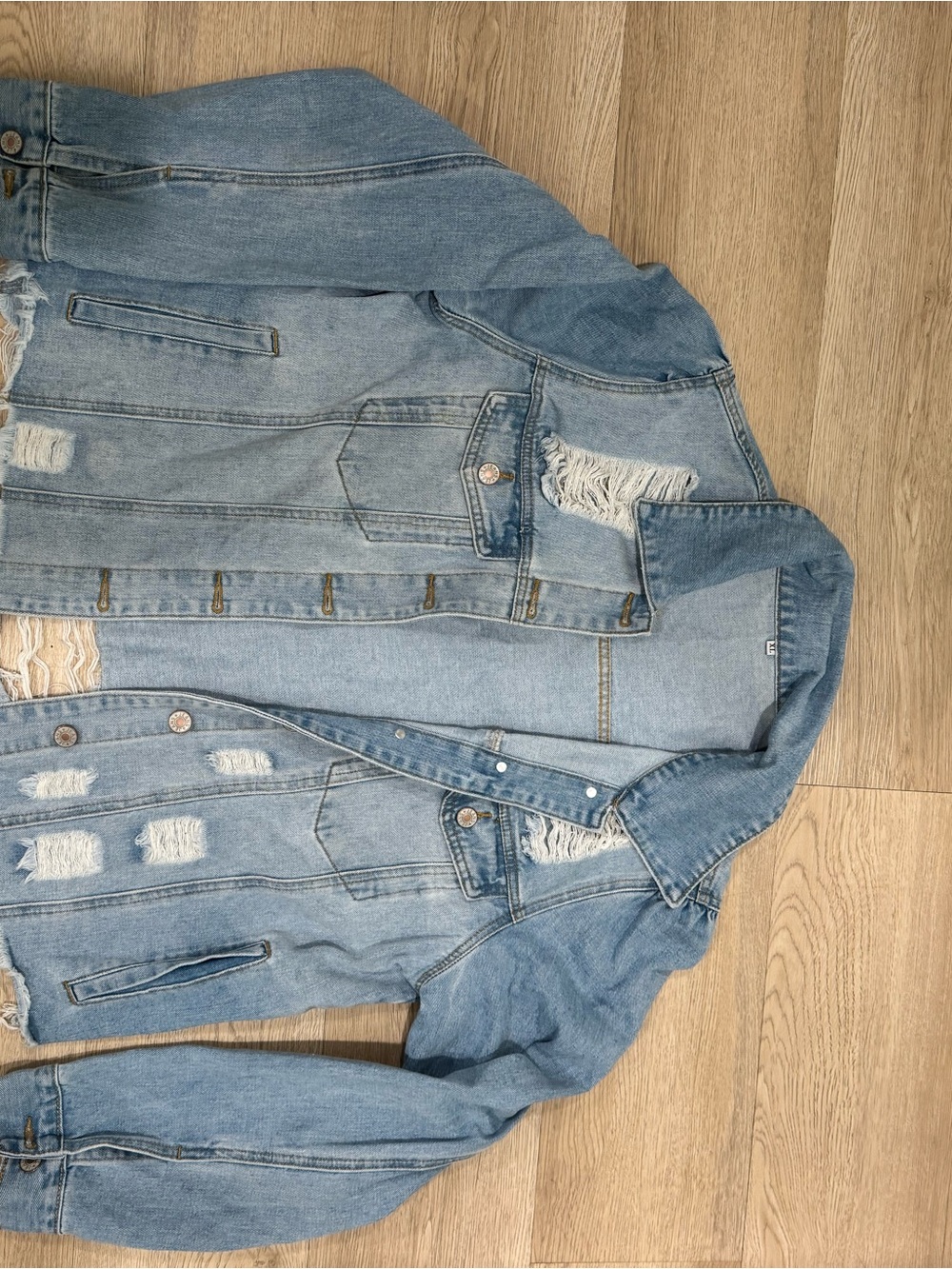 Retro Light Blue Distressed Women’s Denim Jacket